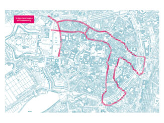 Die Strecke des Rosenmontagsumzugs wird für den Straßenverkehr gesperrt. // Grafik: Stadt Münster